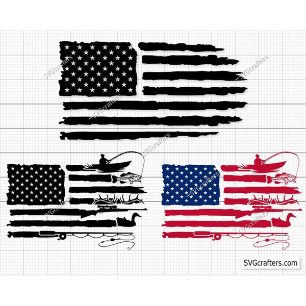 Fishing and Hunting American Flag Svg, Fishing and Hunting A - Inspire ...