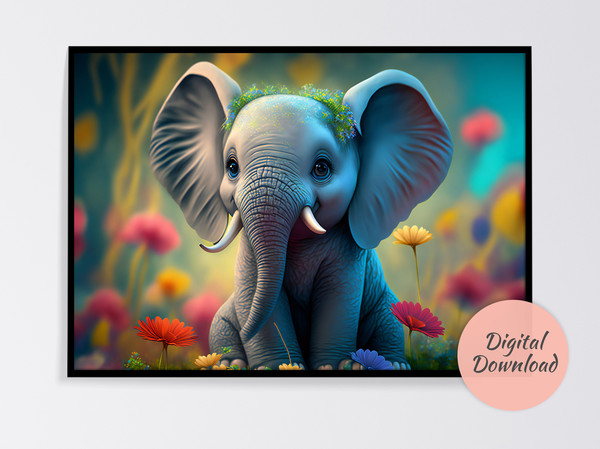 elephant wall art,wall art,printable wall art,colorful wall art,digital art prints,digital download,3d wall art,nursery wall art,1.jpg