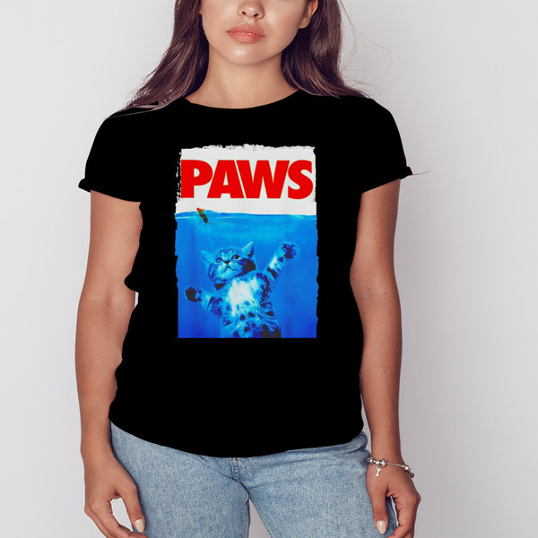 Paws cat and mouse in water shirt, Shirt For Men Women, Graphic Design, Unisex Shirt