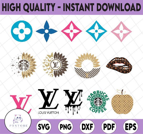 Louis Vuitton Logo Pattern SVG PNG DXF EPS Cut Files For Cricut And  Silhouette - Instant Download