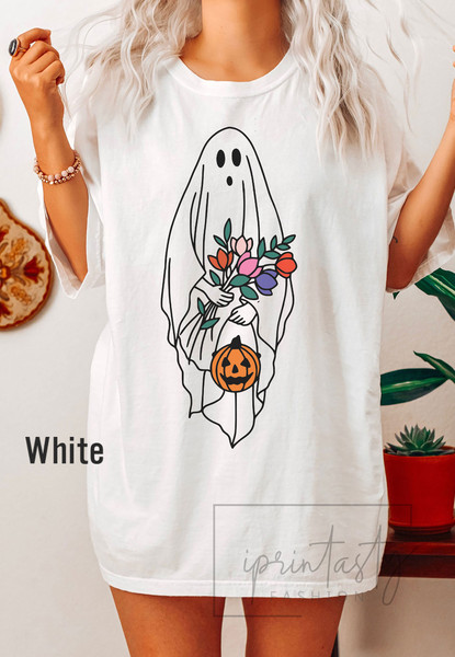 Comfort Colors®  Halloween t-shirt, cute Floral Ghost  Halloween Shirt, Retro Fall Shirt, Vintage Ghost Shirt, iprintasty halloween - 2.jpg