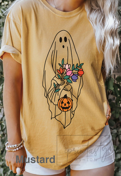 Comfort Colors®  Halloween t-shirt, cute Floral Ghost  Halloween Shirt, Retro Fall Shirt, Vintage Ghost Shirt, iprintasty halloween - 4.jpg