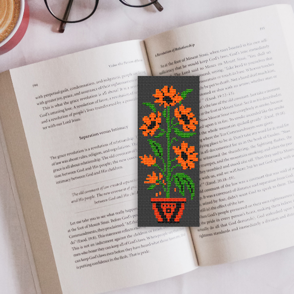 floral cross stitch bookmark pattern