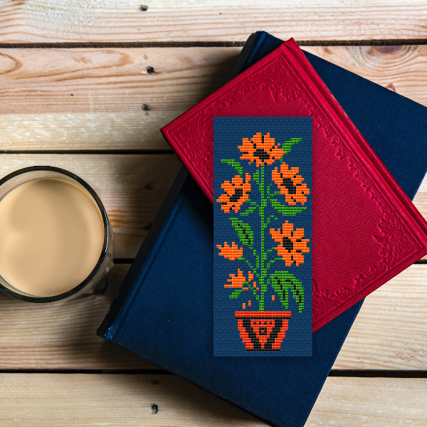 flowers bookmark embroidery pattern
