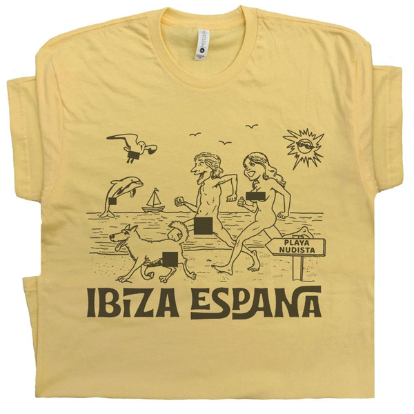 Nude Beach T Shirt Funny Shirts Ibiza Spain Weird Random Vin