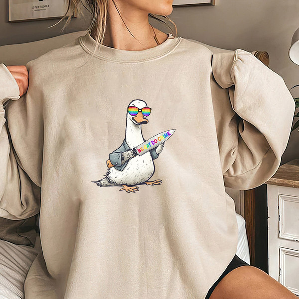 Be Gay Do Crime Shirt, Cute Goose Lgbt Shirt, Pride Outfit, Queer Shirt, Lesbian Shirt, Goose Game LGBT Shirt - 1.jpg