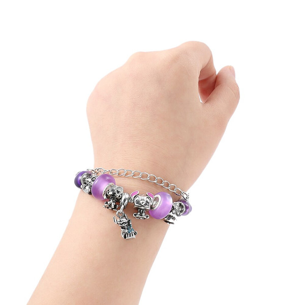 Disney-Bracelet à breloques CAN o et Stitch pour femme, bijoux