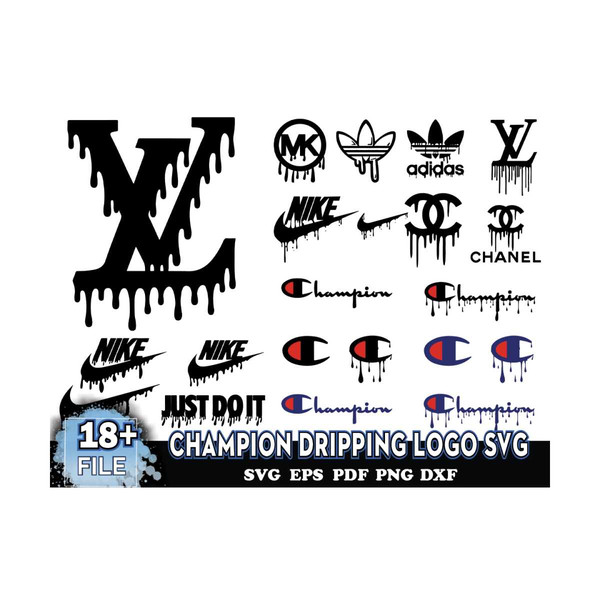 Bundle Brand Logos, LV Logo, Chanel Logo, Champion Dripping