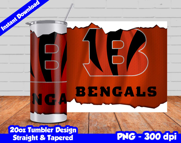 Bengals Tumbler Design PNG, 20oz Skinny Tumbler Sublimation - Inspire Uplift