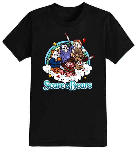 Scare Bears Halloween T-Shirt For Men, Women & Kids 100% Cotton Black Shirt, Funny Scary T-Shirts - 1.jpg