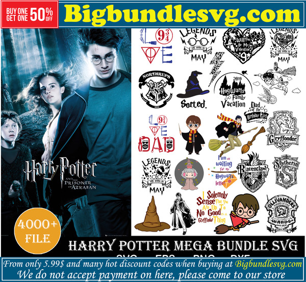 Harry Potter Mega Bundle Svg, Harry Potter Svg, Hogwart Svg