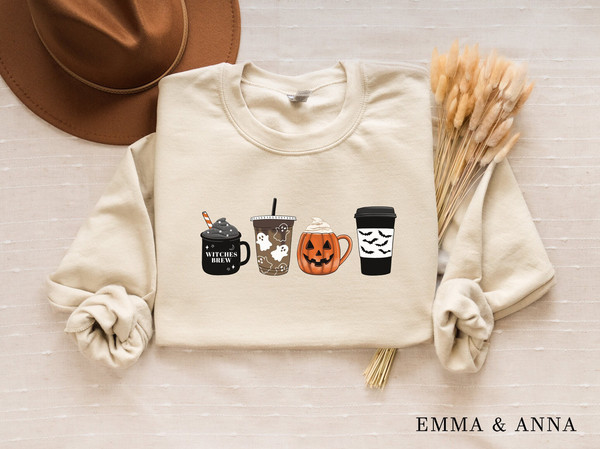 Halloween Sweatshirt, Fall Coffee Sweatshirt, Halloween Coffee Sweatshirt, Halloween Sweater, Halloween Crewneck, Pumpkin Spice Shirt - 1.jpg