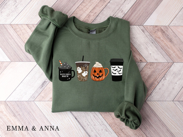Halloween Sweatshirt, Fall Coffee Sweatshirt, Halloween Coffee Sweatshirt, Halloween Sweater, Halloween Crewneck, Pumpkin Spice Shirt - 4.jpg