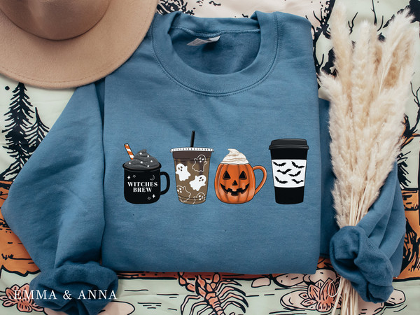 Halloween Sweatshirt, Fall Coffee Sweatshirt, Halloween Coffee Sweatshirt, Halloween Sweater, Halloween Crewneck, Pumpkin Spice Shirt - 5.jpg
