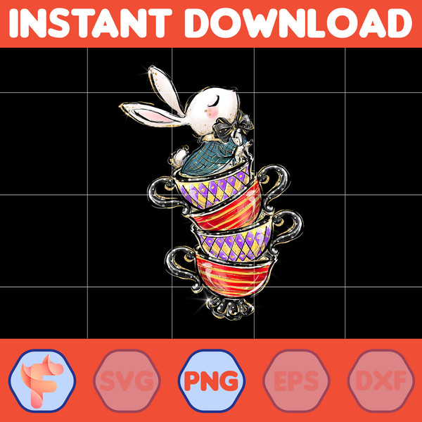 Karamfila's Alice in Wonderland Clipart Png, Mad Hatter Whimsical Tea Party Bunny White Rabbit Cheshire Cat Planner Stickers Sublimation PNG (46).jpg