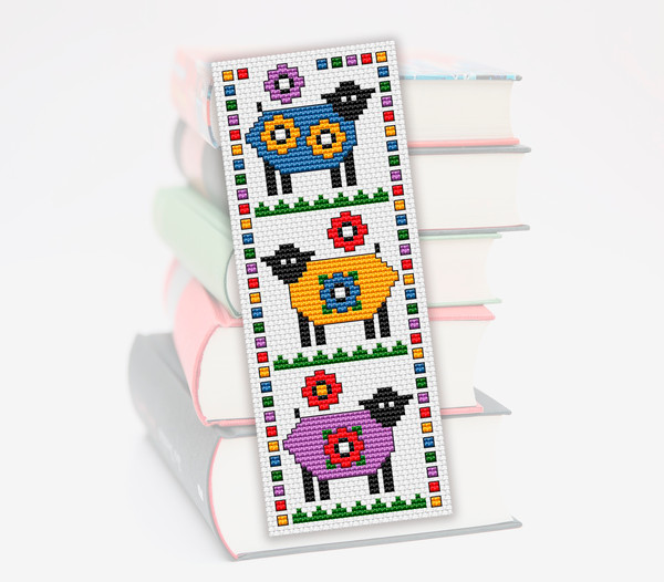 cross stitch bookmark pattern sheep