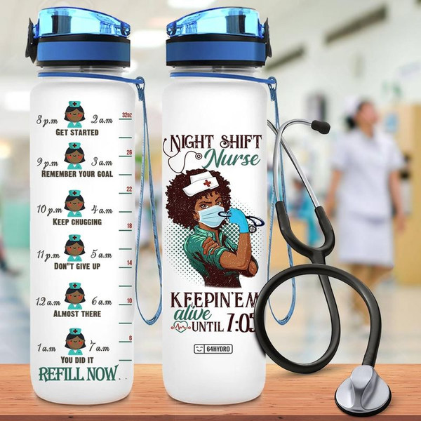 Night Shift Nurse Keepin'em Alive Water Bottle Proud Nurse B - Inspire  Uplift