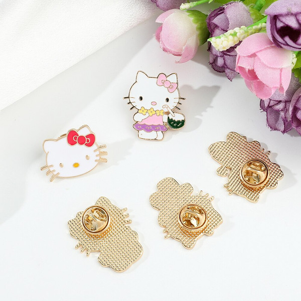 Hello Kitty Badges Lapel Pins for Backpacks Metal Enamel Sanrio