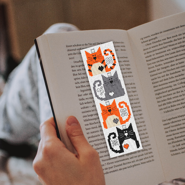 cross stitch bookmark pattern cute cats