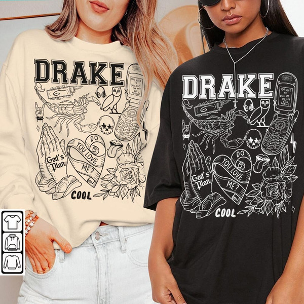 Drake Doodle Art Shirt, Vintage Arctic Drake Merch Album Lyrics Sweatshirt Hoodie, Drake Tattoos Tour 2023 DA3004DT - 2.jpg