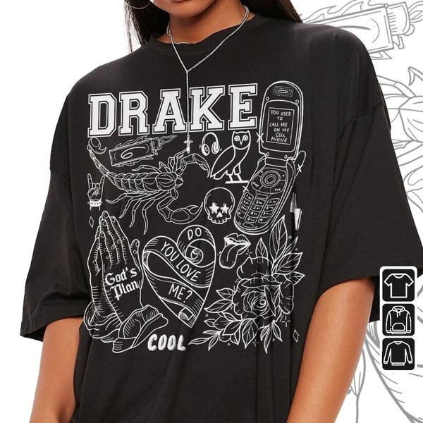 Drake Doodle Art Shirt, Vintage Arctic Drake Merch Album Lyrics Sweatshirt Hoodie, Drake Tattoos Tour 2023 DA3004DT - 3.jpg