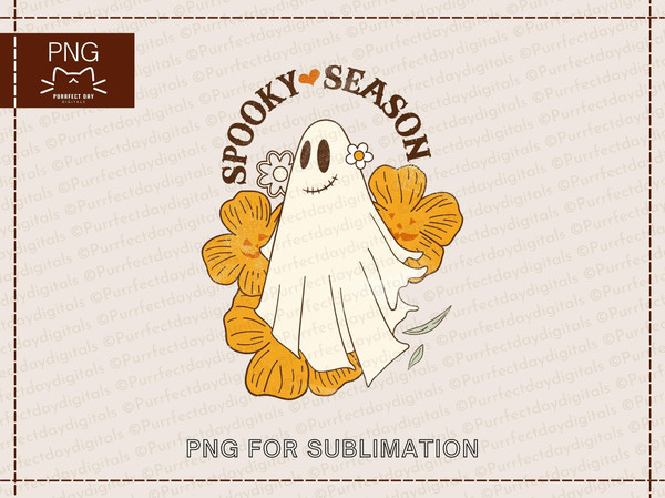 Spooky Season PNG sublimation shirt designs｜Retro Ghost png for Groovy Halloween｜Floral Ghost png for Fall & Autumn Clothing Design png file - 2.jpg