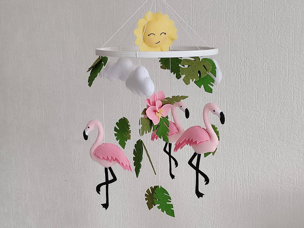 Baby mobile girl Flamingo Nursery decor girl in pink (4).jpeg