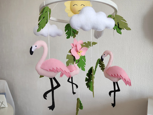 Baby mobile girl Flamingo Nursery decor girl in pink (16).jpeg