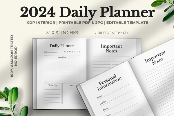 2024 Daily Planner Kdp Interior