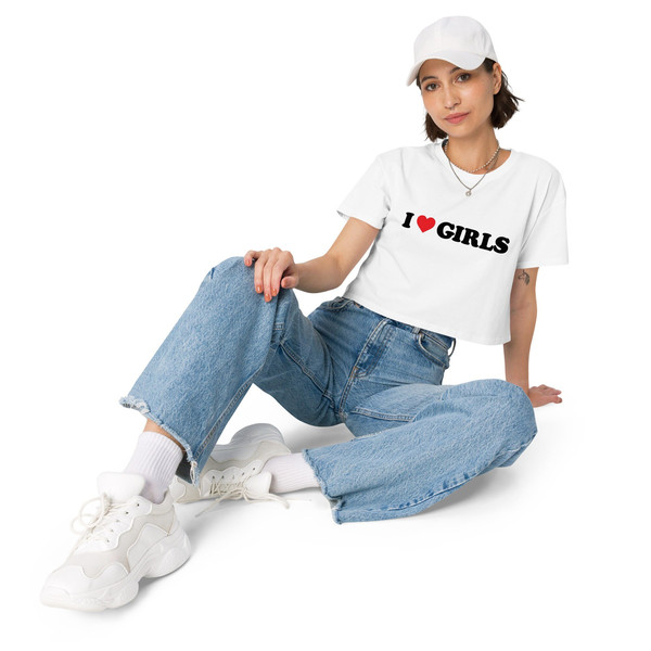 Pride Crop Top  I Love Girls Women’s crop top  I Heart Girls Shirt  Live Laugh Lesbian  LGBTQ+ Pride Lesbian shirt - 1.jpg