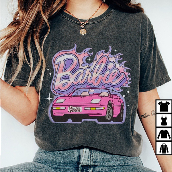 Barbie Glitter Car Boyfriend Fit Girls Shirt, Sweatshirt, Party Girls Shirt, Barbie Movie 2023, Doll Baby Girl, Birthday Black XL Hoodie | Chef Natur