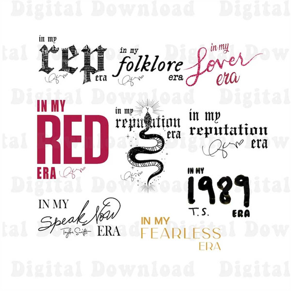 Taylor Swift Sticker Sheet, the Eras Tour Album Font Names 