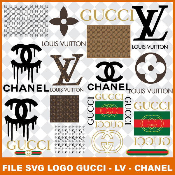 Gucci Chanel Louis Vuitton Logo Bundle Svg, Brand Svg - Inspire Uplift