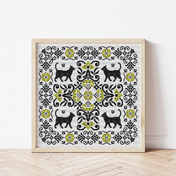 cat cross stitch pattern ornamental