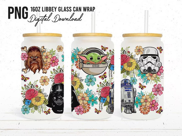 Star Wars Tumbler Wrap, 16oz Can Glass, Star Wars Png, Full Tumbler Wrap, Cartoon Tumbler, Can Glass Wrap, Png Instant Download.jpg