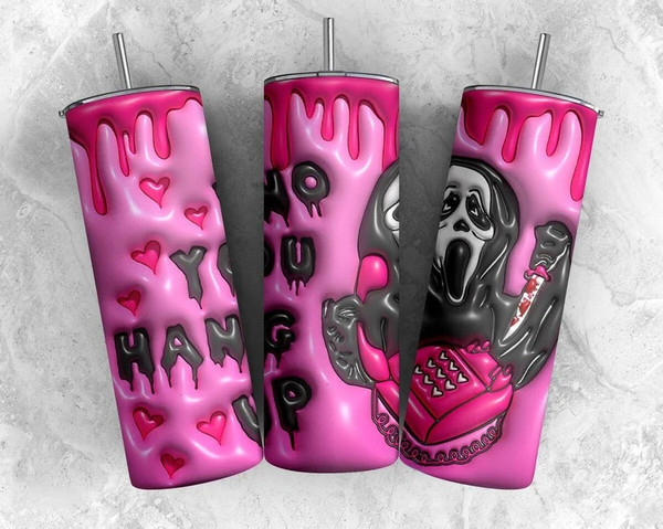 Inflated Horror Character Tumbler Wrap Png 3D Tumbler Design, Horror Halloween Sublimation Digital Download, 3D Horror Character Tumbler Png.jpg