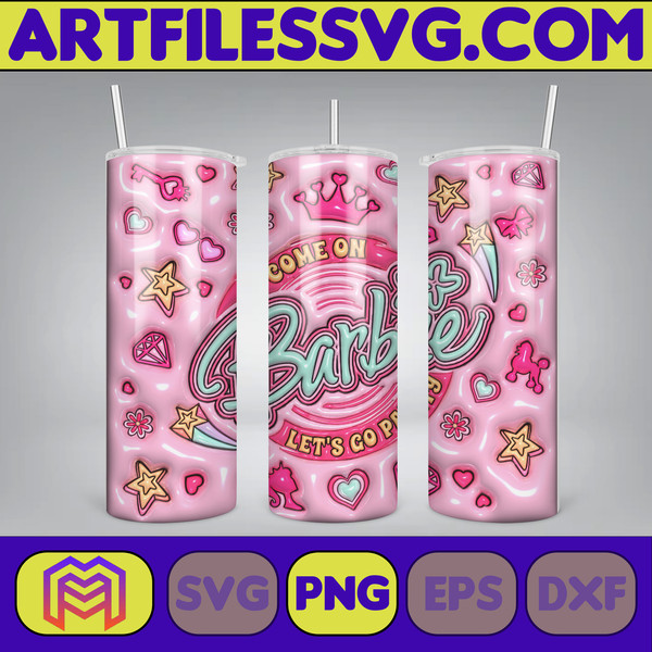 Come On Barbie Let's Go Party Inflated Tumbler Wrap PNG, Barbi Inflated Tumbler PNG, Barbi Doll Skinny Tumbler PNG (3).jpg