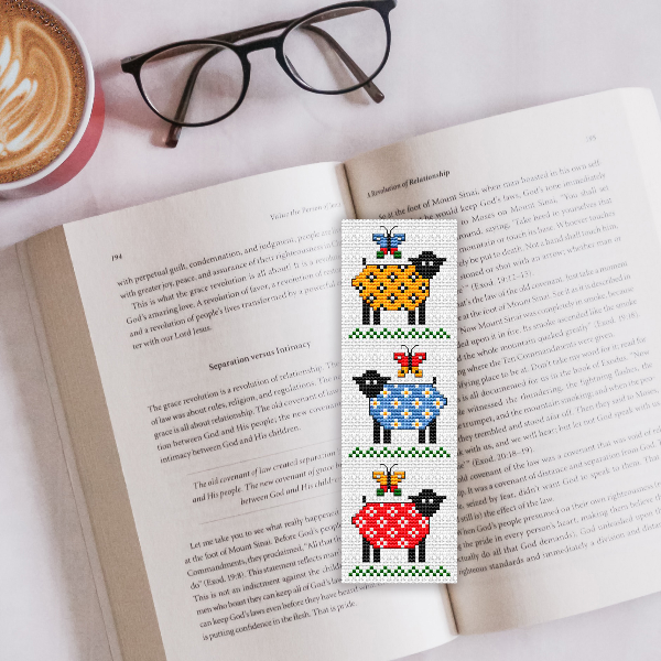 cross stitch bookmark pattern sheep