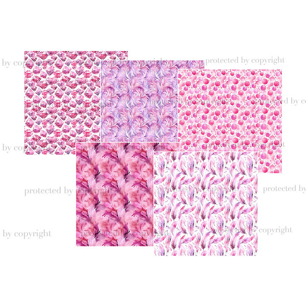Watercolor pink glamor paper bundle, pink watercolor spot patterns, floral patterns, luxury digital papers, girly printable papers, pink damask digital backgrou