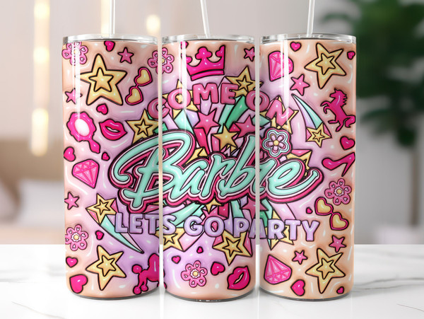 Bundle Come On Barbie Let's Go Party Inflated Tumbler Wrap PNG, Barbi Inflated Tumbler PNG, Barbi Doll Skinny Tumbler PNG - 3.jpg