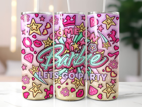 Bundle Come On Barbie Let's Go Party Inflated Tumbler Wrap PNG, Barbi Inflated Tumbler PNG, Barbi Doll Skinny Tumbler PNG - 4.jpg