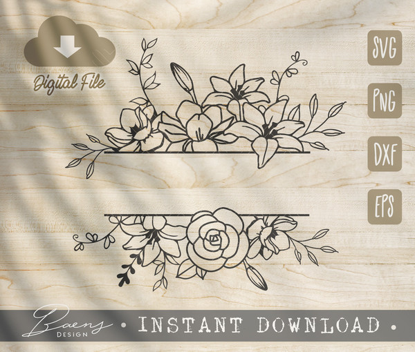 Monogram Flower SVG Cut File, Instant Download