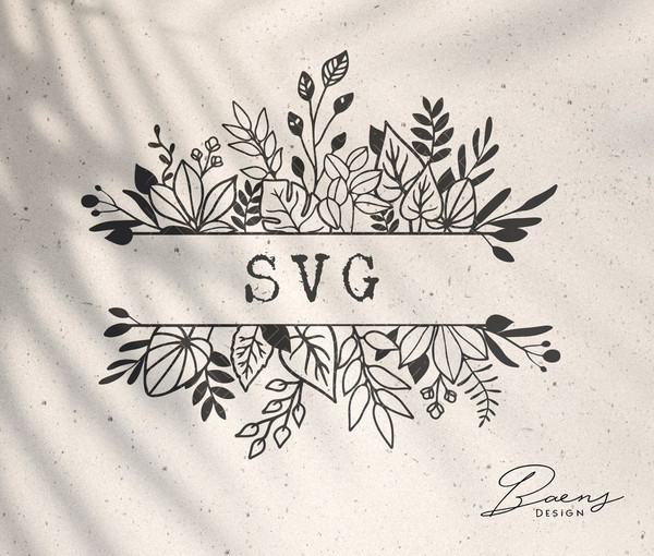 Flower Border SVG, Leaf svg, Flower Monogram, Split Monogram - Inspire  Uplift