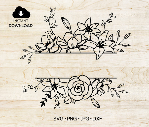 Flower SVG Files Flower Border SVG Floral SVG Files Flower 