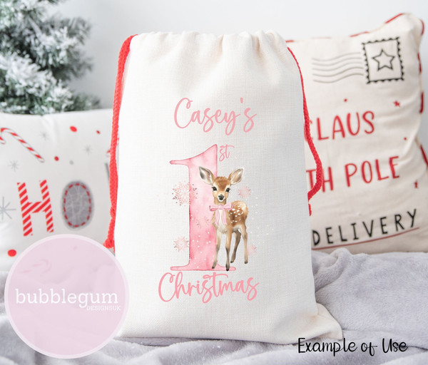 My 1st Christmas Pink Deer PNG, Baby's First Christmas, Christmas Holiday Sublimation, Cute Baby Deer, Reindeer, Instant Digital Download - 2.jpg