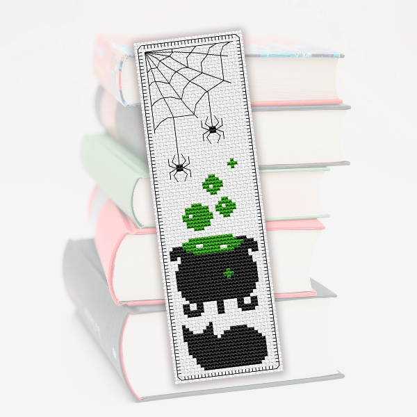 black cat cross stitch bookmark digital
