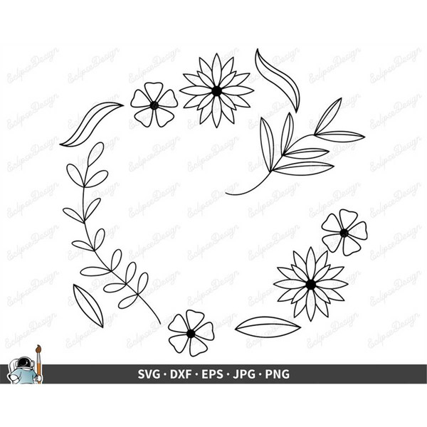 Flower Border SVG Clip Art Cut File Silhouette dxf eps png - Inspire Uplift