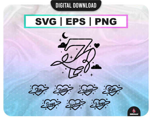 BTS Whale Svg  Kpop Star PNG  BTS seven printable decal  Vector files for Cricut - 1.jpg