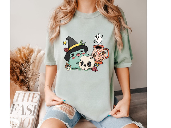 Comfort Colors ,Cute Frog Witch Shirt, Halloween Shirt,Gft for Her,Spooky Season Shirt, RetroFall Shirt,Oversized Shirt,Halloween Skeleton - 6.jpg