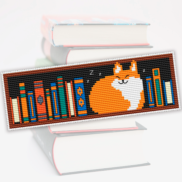 cross stitch bookmark pattern Cat Books